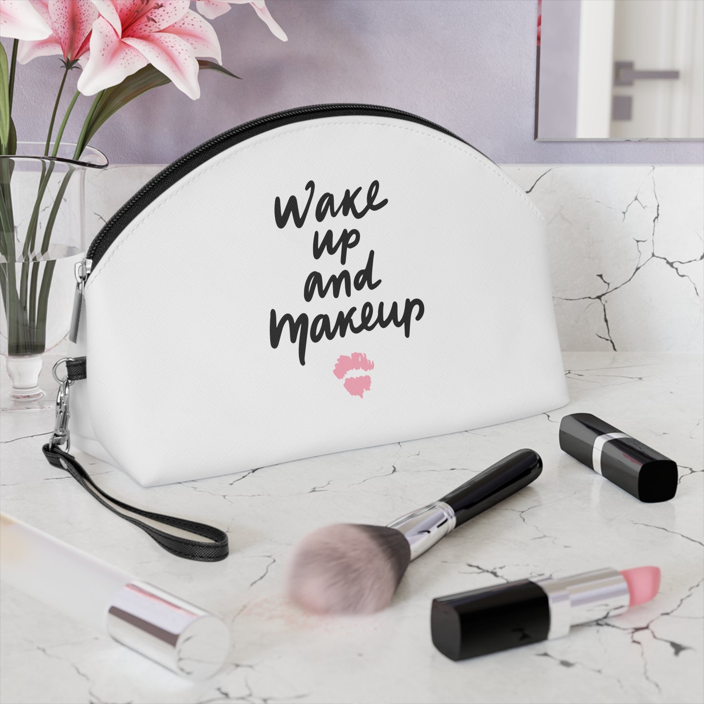 Wake Up and Makeup – PU Leather Cosmetic Bag
