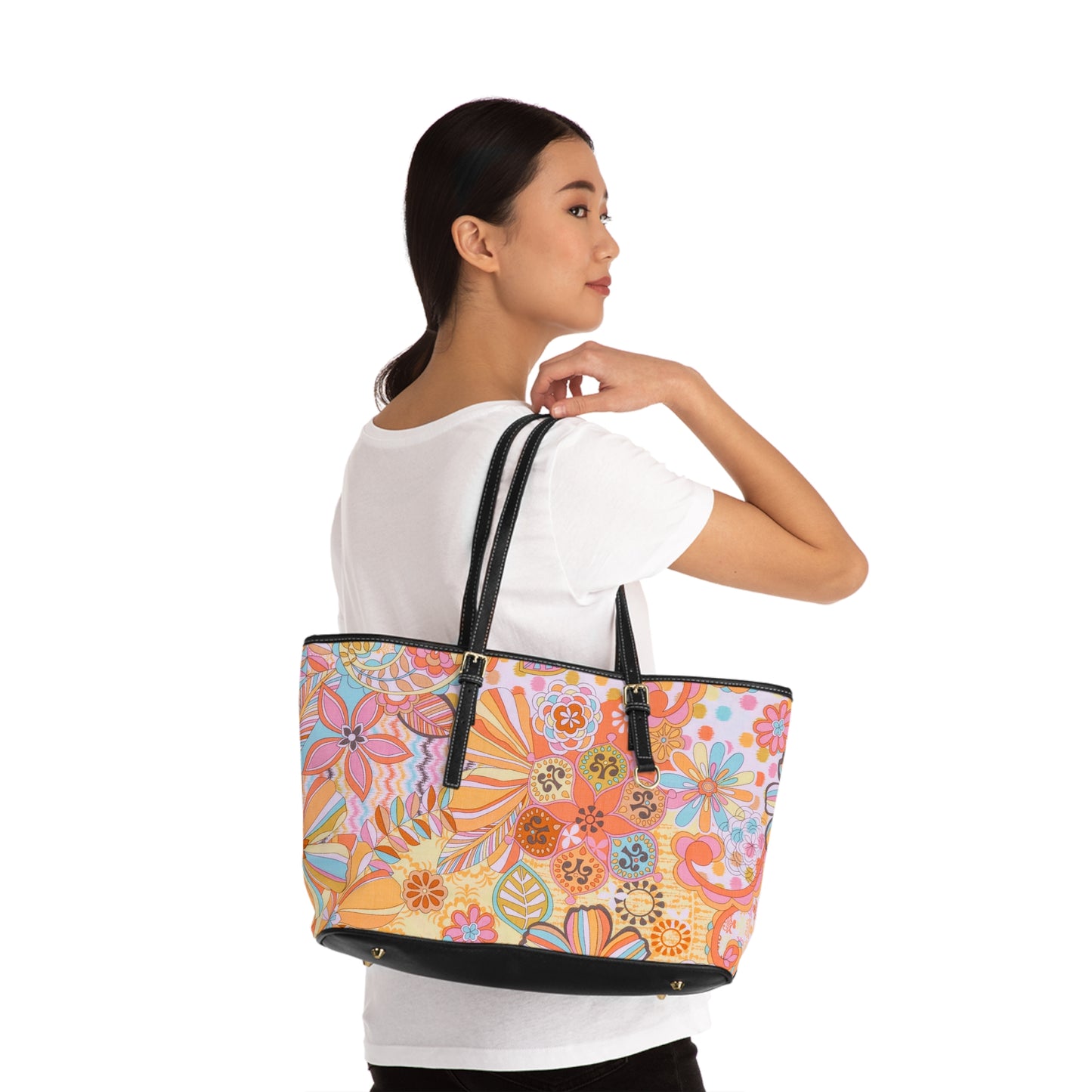 Retro Bloom PU Leather Shoulder Bag