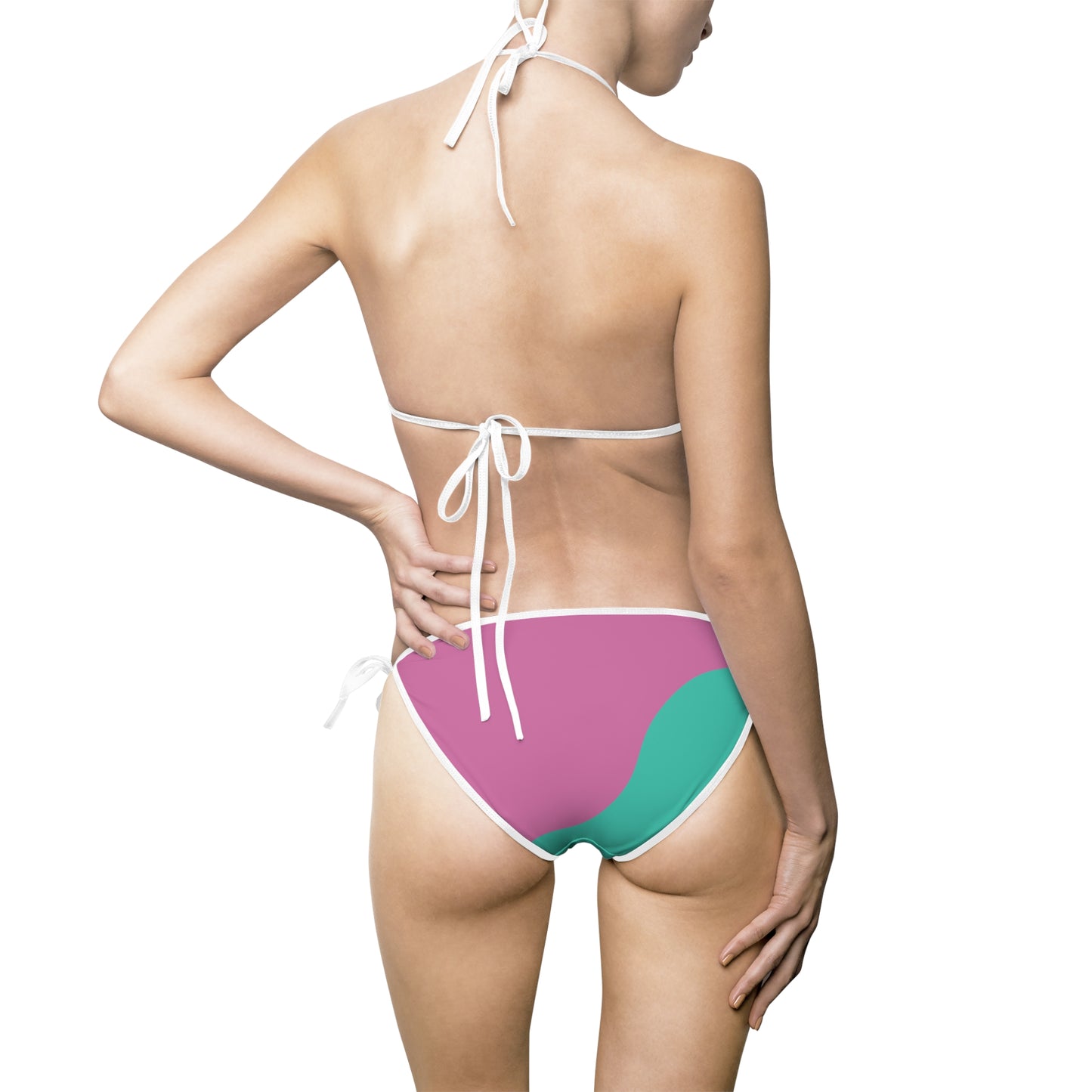 Colorblock Pink & Teal Bikini – Women's Two-Piece Swimsuit