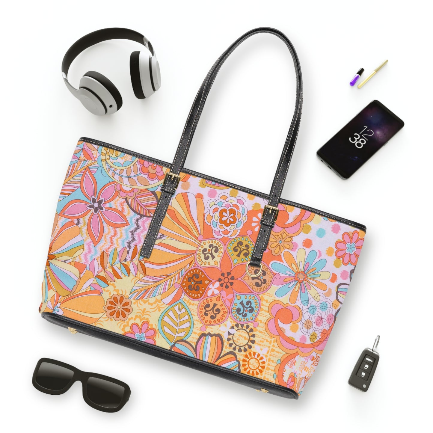 Retro Bloom PU Leather Shoulder Bag