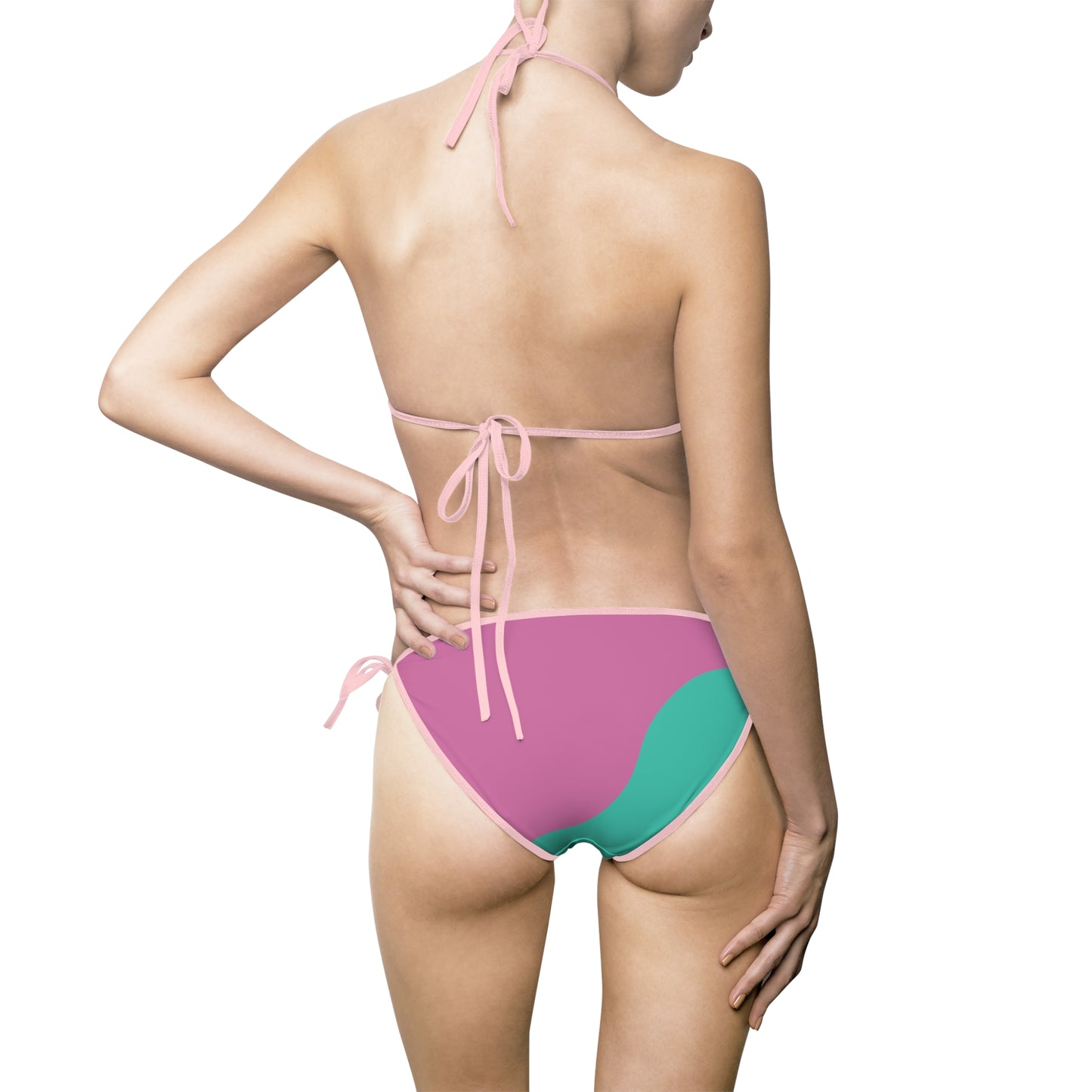 Colorblock Pink & Teal Bikini – Women's Two-Piece Swimsuit
