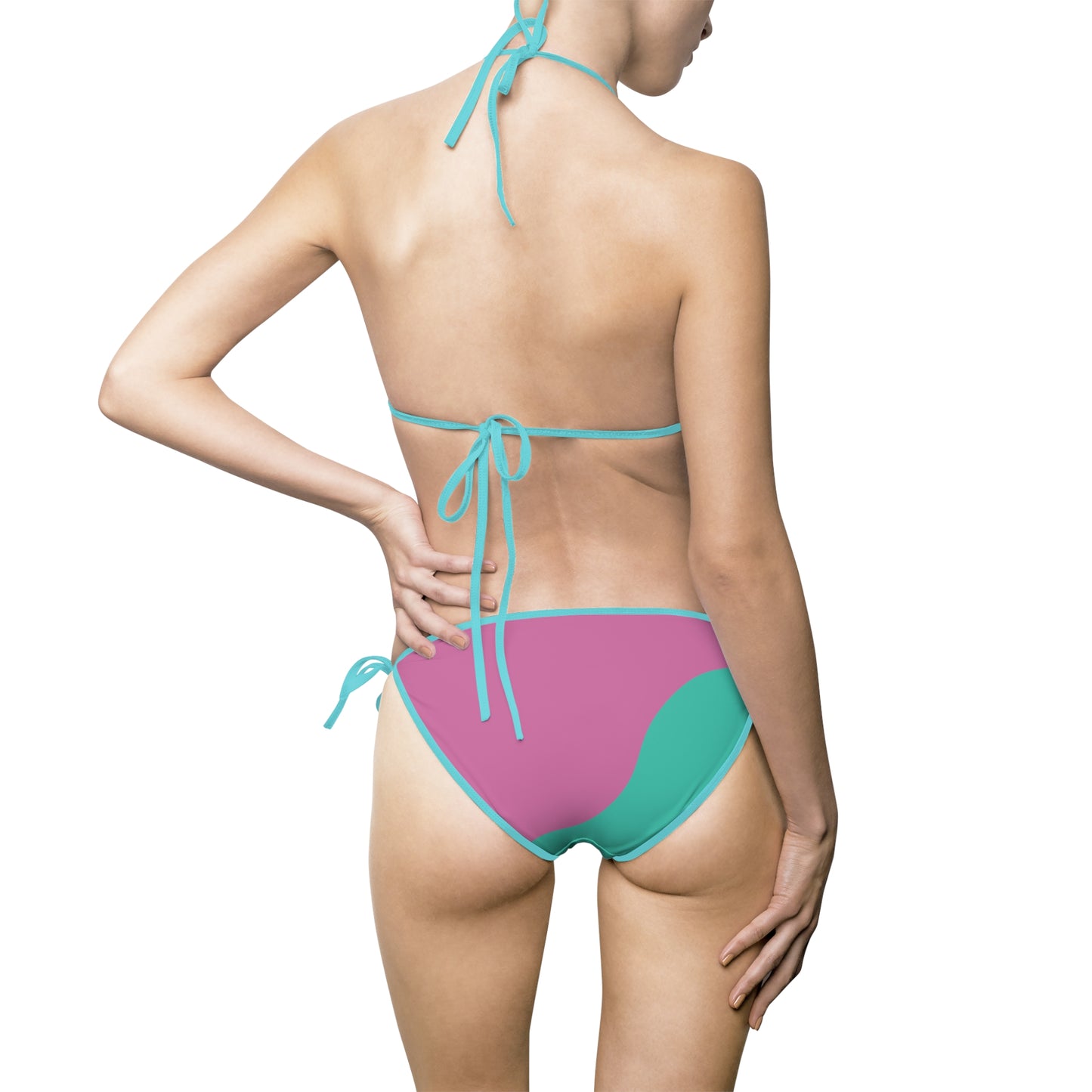 Colorblock Pink & Teal Bikini – Women's Two-Piece Swimsuit