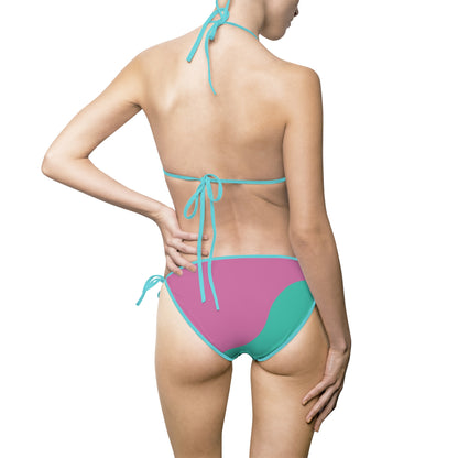 Colorblock Pink & Teal Bikini – Women's Two-Piece Swimsuit