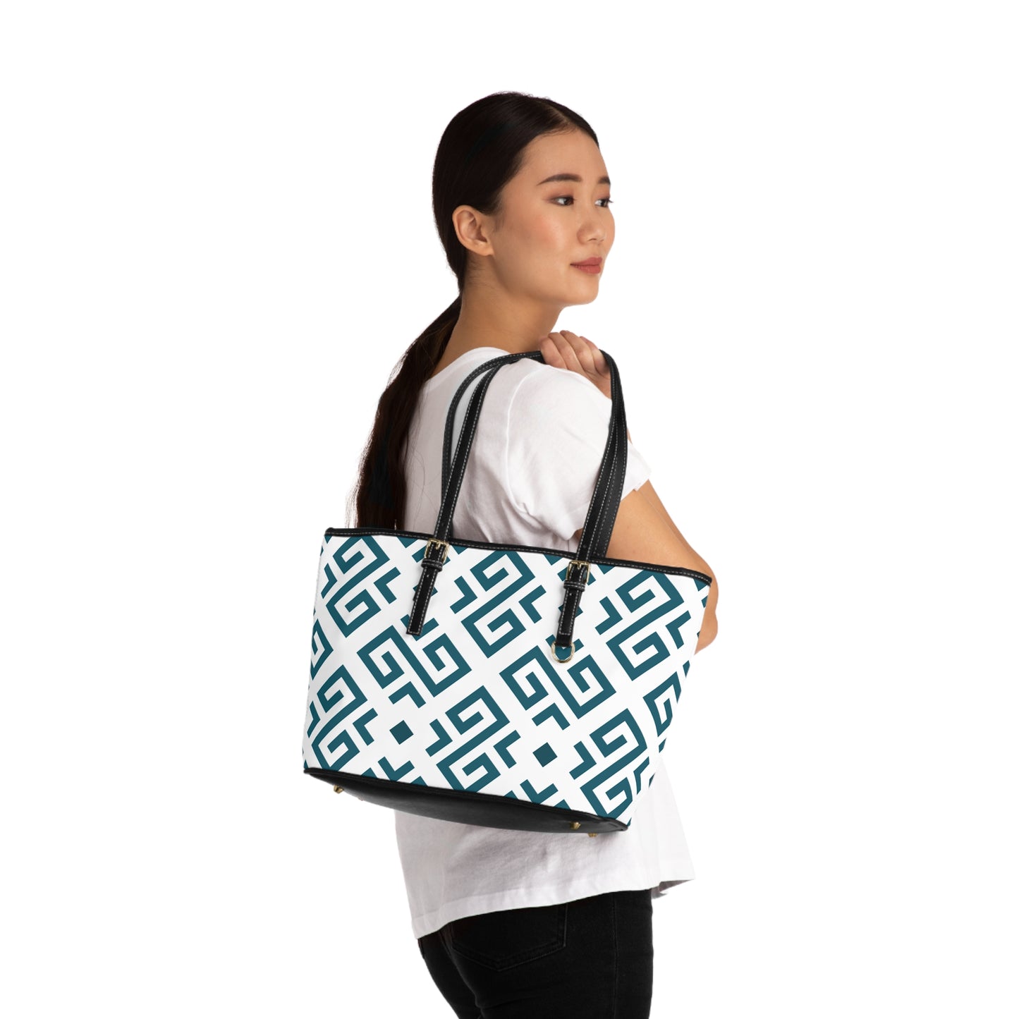 Geometric Elegance PU Leather Shoulder Bag