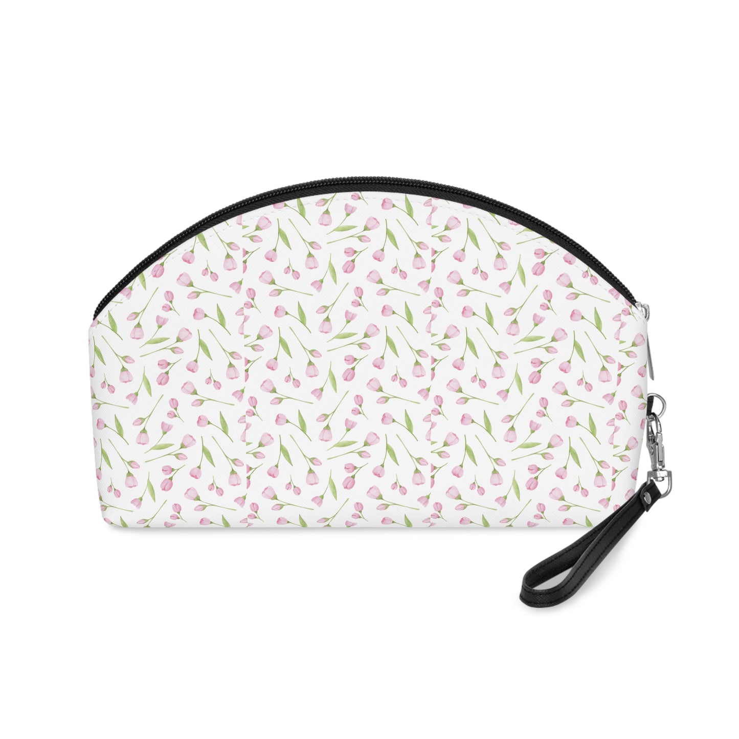 Pink Tulip Floral Makeup Bag
