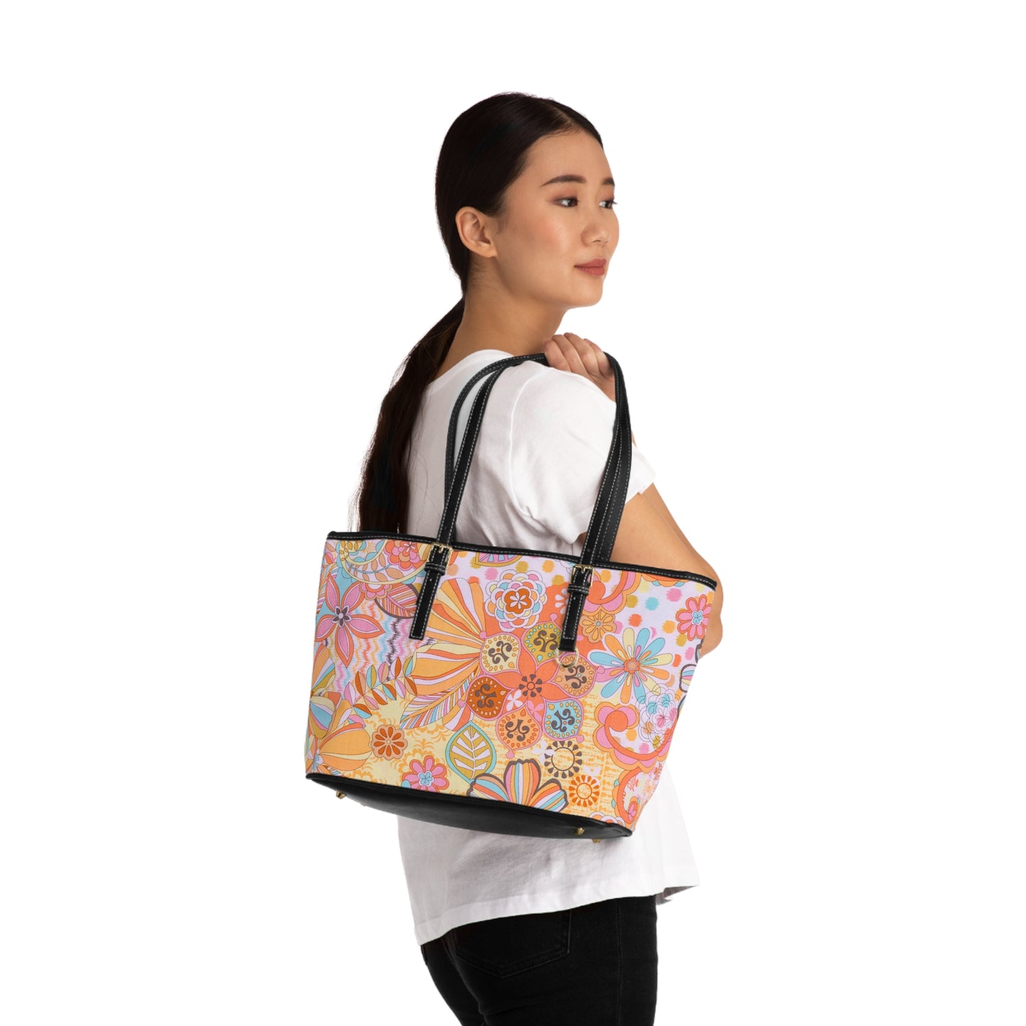 Retro Bloom PU Leather Shoulder Bag
