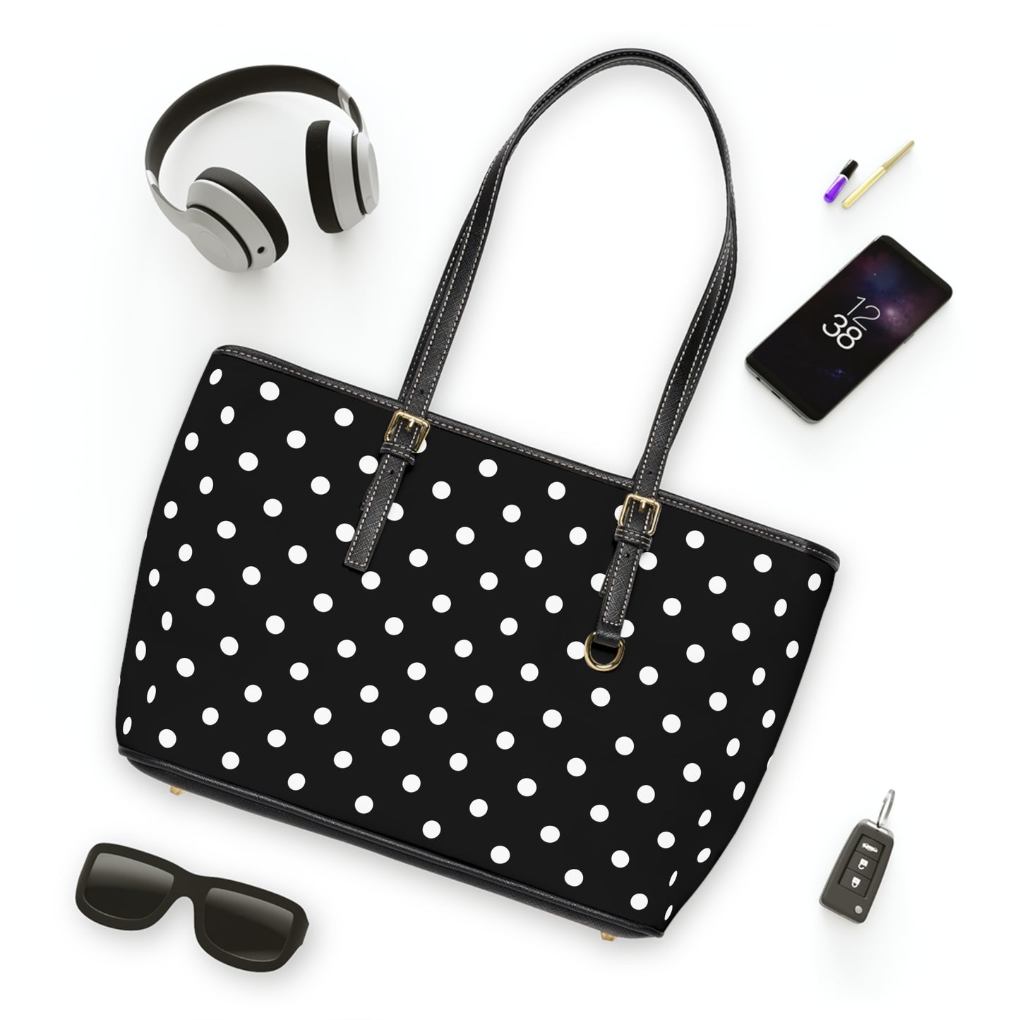Classic Polka Dot PU Leather Shoulder Bag