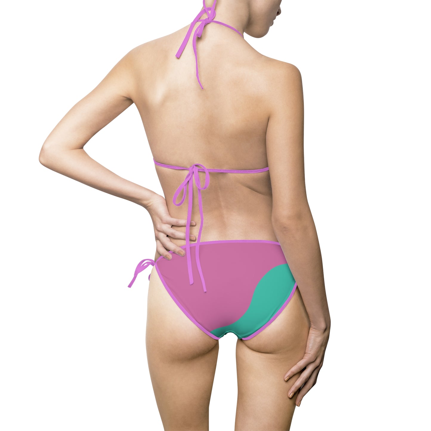 Colorblock Pink & Teal Bikini – Women's Two-Piece Swimsuit